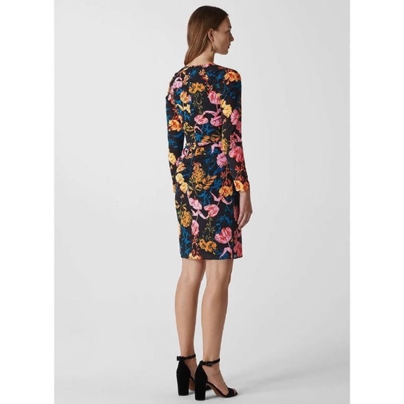 Whistles Silk Blend Long Sleeve Ruched Floral Dress - Picture 3 of 15